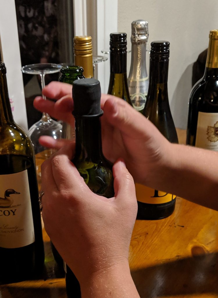 Wine condom in place on the bottle