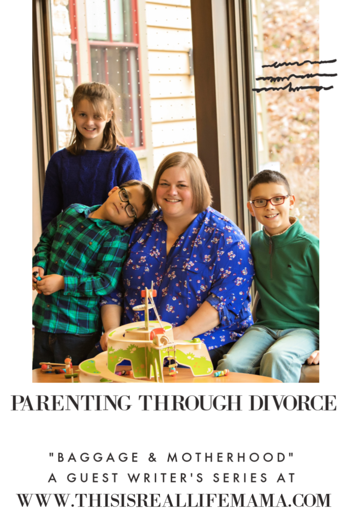 baggage and motherhood, parenting through divorce, image of Leah Hadley and children