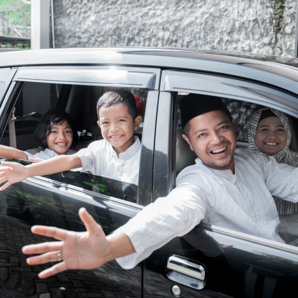 setting boundaries for magical holiday memories - image of muslim family in car smiling