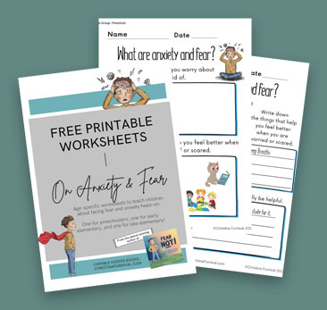 Stacked worksheets to accompany the book "Fear Not!"