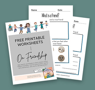 Stacked worksheets to accompany the book "The Not-So-Friendly Friend"